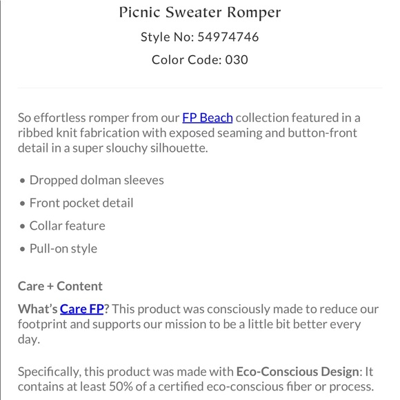 *SOLD* Free People Picnic Sweater Romper M - Picture 5 of 5